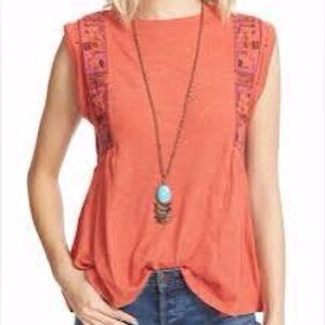 Free People Marcy Sleveless Top Embrodiered XS
